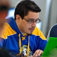 Student working at a computer